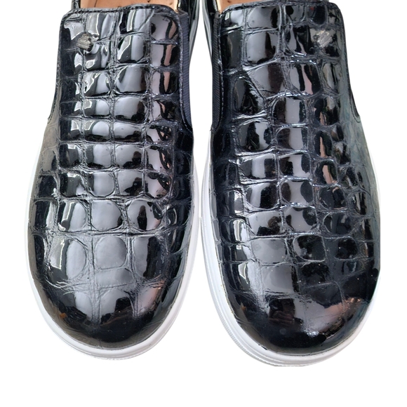 Finn Comfort Loafers Slip On Black Patent Leather Crocodile Pattern sz 7 - Picture 5 of 10